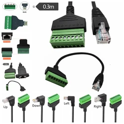 rj45 to screw terminal Block 8p connector ethernet rj45 Male Female to 8 pin screw terminal network adapter  for CCTV DVR CABLE