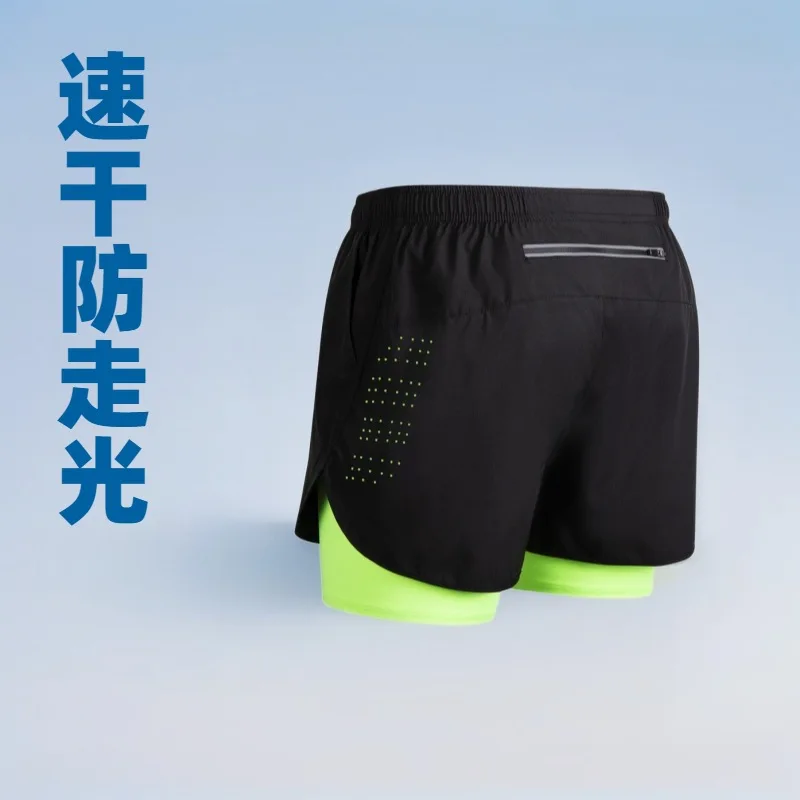Men's sports shorts with double-layer lining, suitable for basketball training, fitness, running, and providing a loose,
