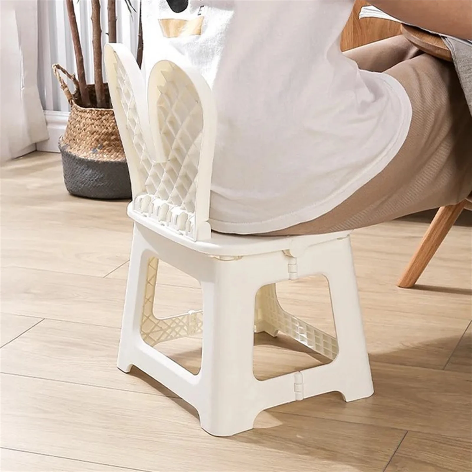 Bunny folding chair back chair thickened portable home chair outdoor creative stool cartoon back chair plastic folding image 3