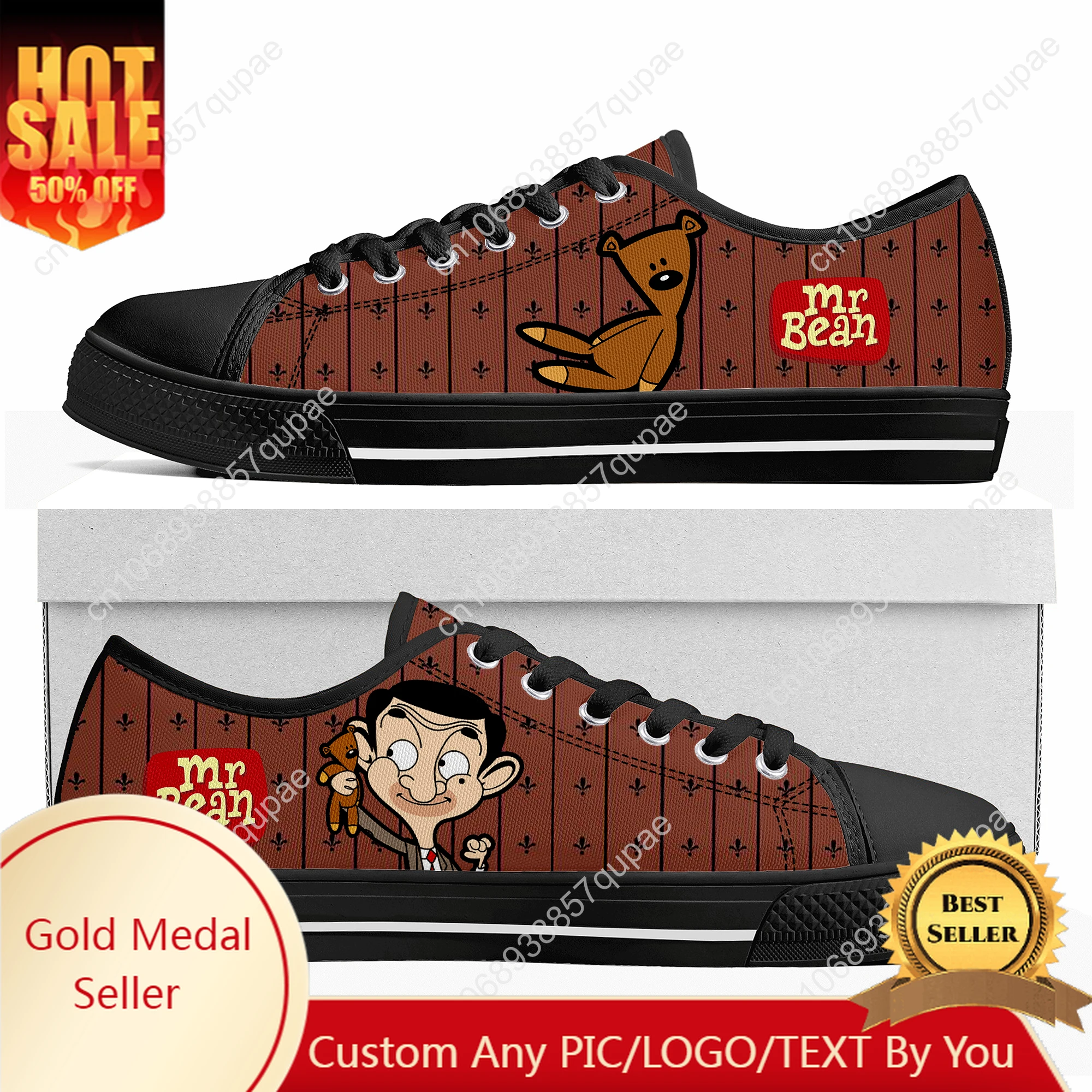 

Mr Bean Cartoon Anime Low Top Sneakers Mans Womens Teenager High Quality Shoes Casual Tailor-Made Canvas Sneaker Shoes