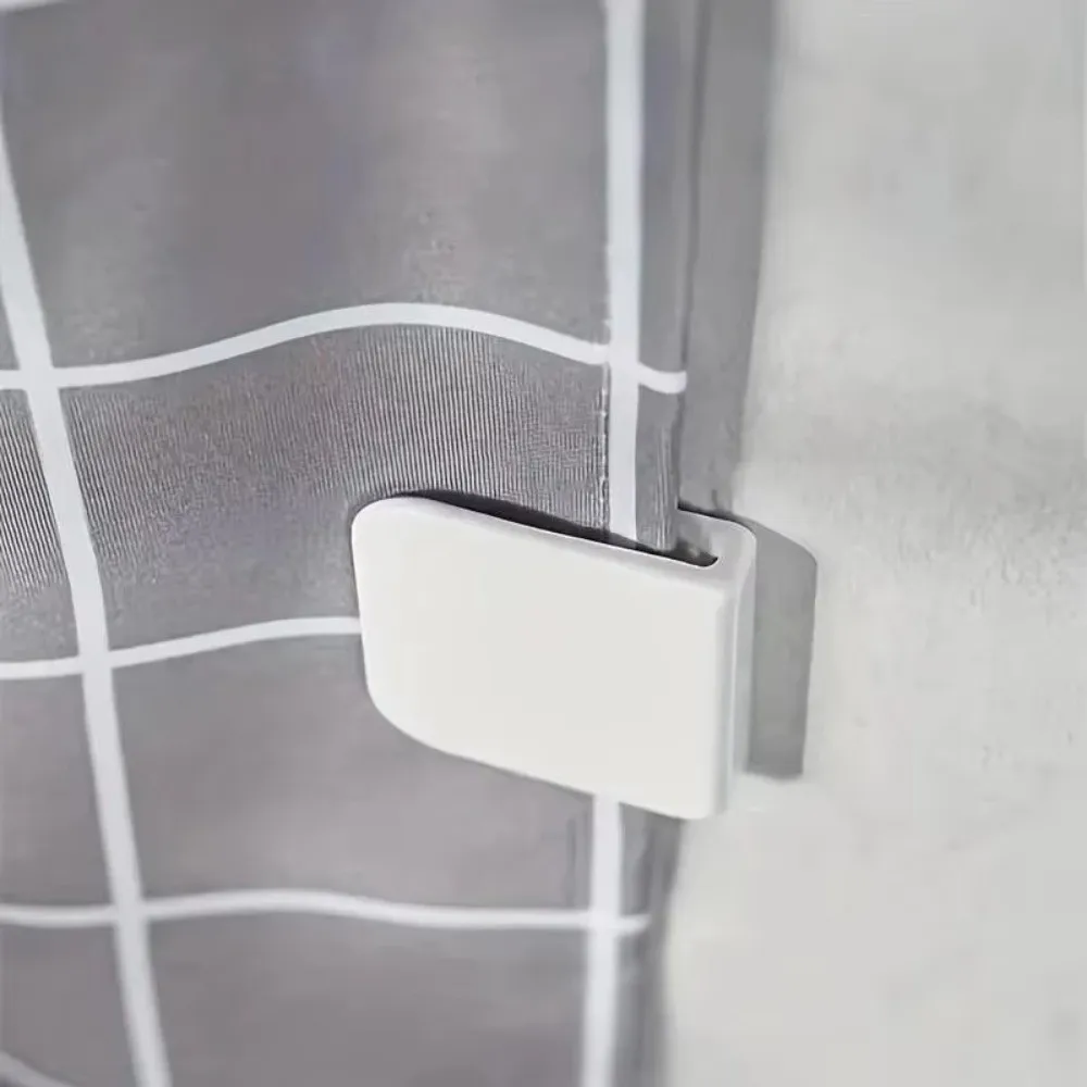 4Pcs New Transparent Shower Curtain Clips ABS Windproof Wind Fixed Hook Splash Self Adhesive Curtain Holders Bathroom