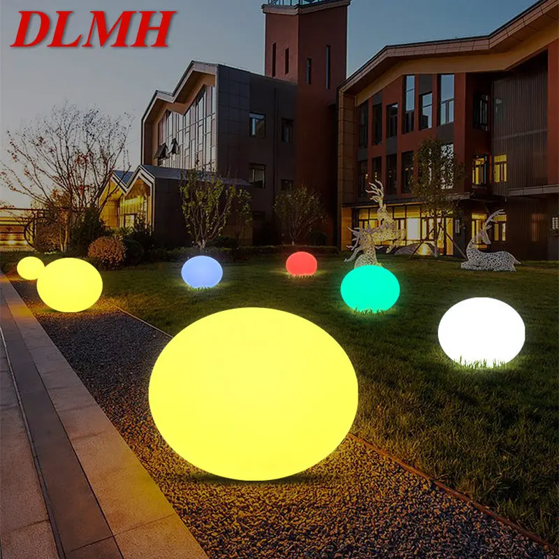 DLMH Modern White Lawn Lamp Waterproof IP65 Outdoor Round LED 16 Colors Lights for Garden Park Decoration