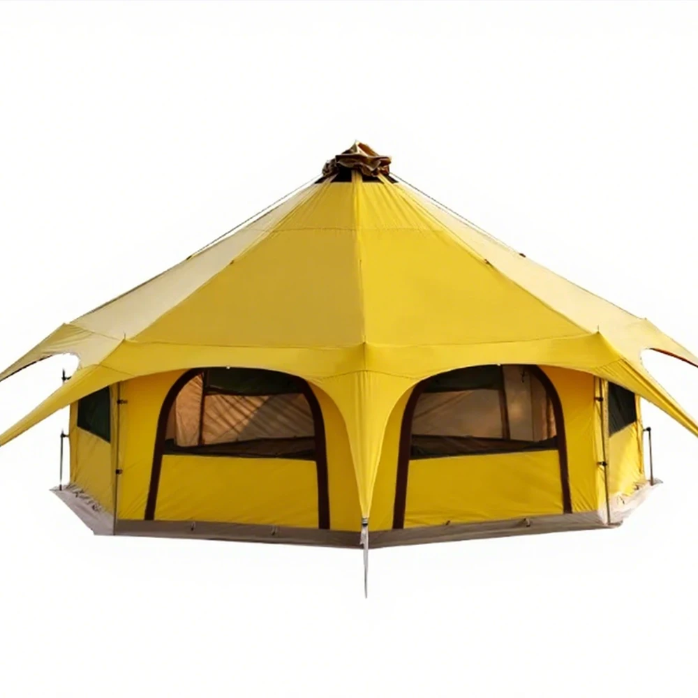 STLF Yellow Hexagonal UV-Resistant Mongolian Yurt Tent Large Space Four-Season Waterproof Family Outdoor Camping Tent - Image 5