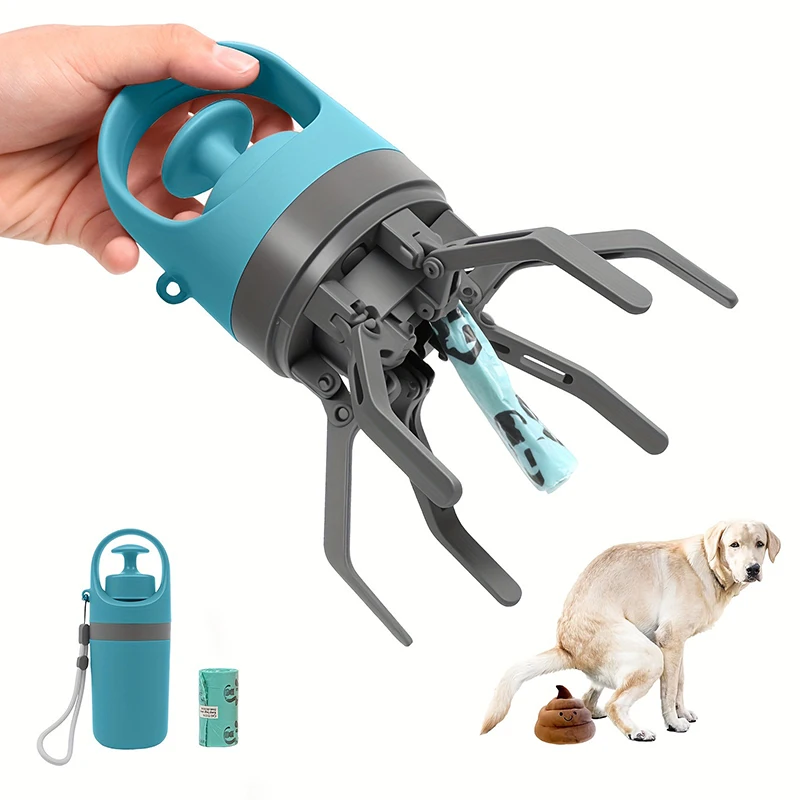 Portable 6-Claw Pet Pooper Scooper with Waste Bags  No-Touch Dog Poop Grabber for Outdoor Walking