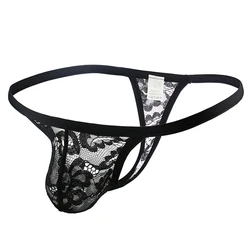 CLEVER-MENMODE Men's Sexy Sheer Lace Underwear Transparent Floral Mesh Thong Erotic Panties Fetish Sissy Gay Bikini Lingerie