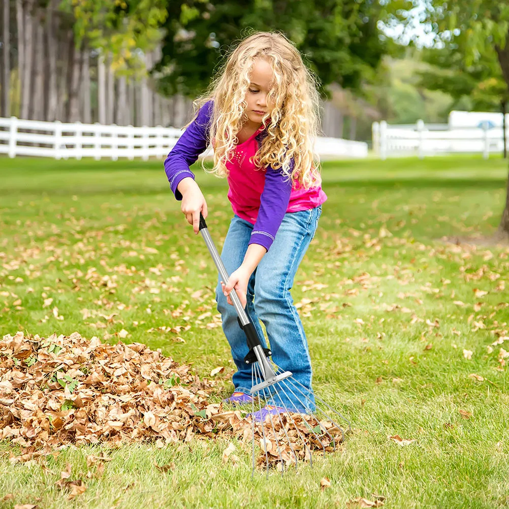 

Telescopic Leaves Rake Adjustable Metal Garden Rake For Leaf Clean Up Tool Retractable Yard Cleaning Gardening Tool