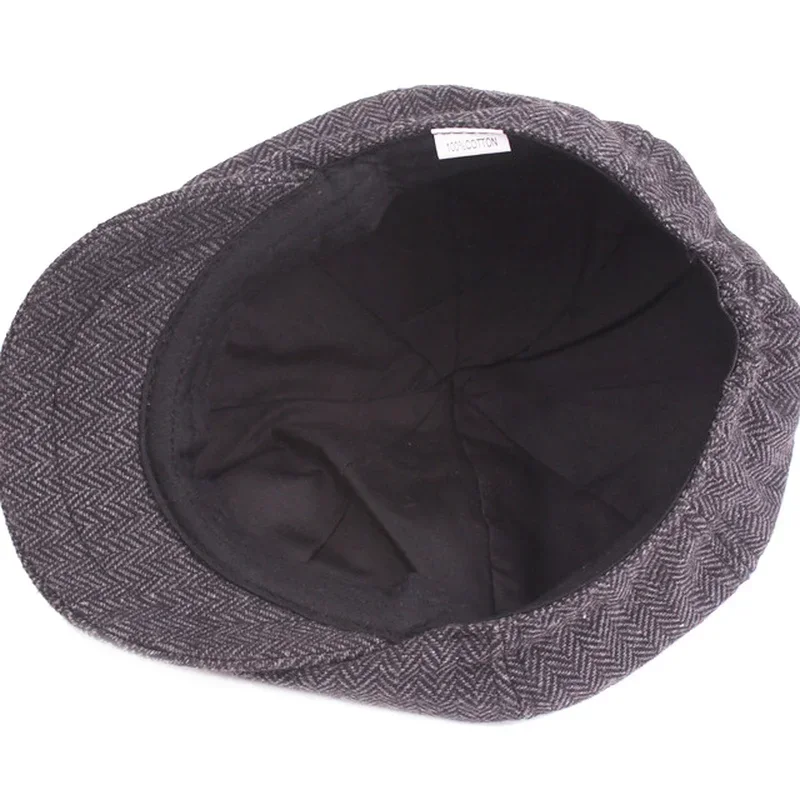 Men Vintage Beret Wool Tweed Hat Herringbone Gatsby Hats Street Caps Men Casual British Berets Hats Flat Cap