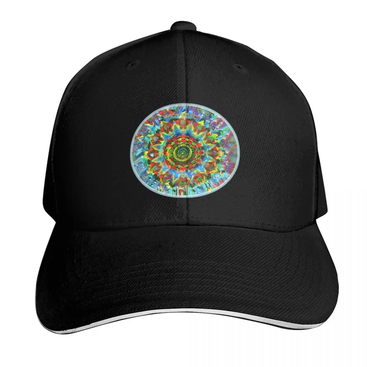 Tie Dye Mandala kaleidoscope circle teal Baseball Cap Hood New In The Hat Military Cap Man Gentleman Hat Men Golf Wear Women's