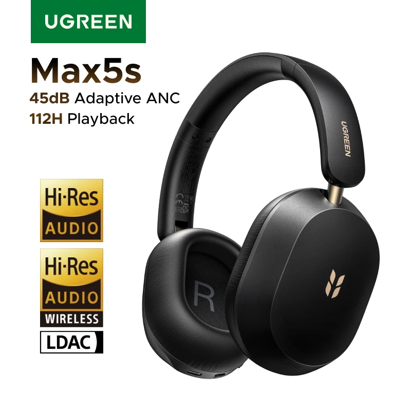 Wireless Over-Ear Headphones with 45dB Hybrid ANC, 112H Playtime