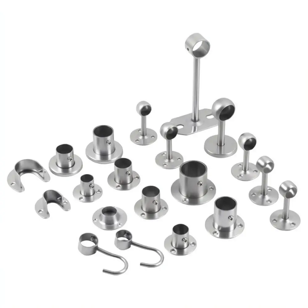Heavy Duty Closet Pipe Flange Socket Stainless Steel Bracket For Wardrobe Rail Hanging Rod Furniture Hardware Fitting