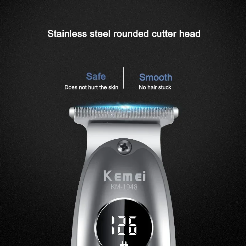 Kemei LCD KM-1948 All-metal Electric Hair Trimmer for Barber Battery Indicator Display Men Professional Hair Cutting Machine