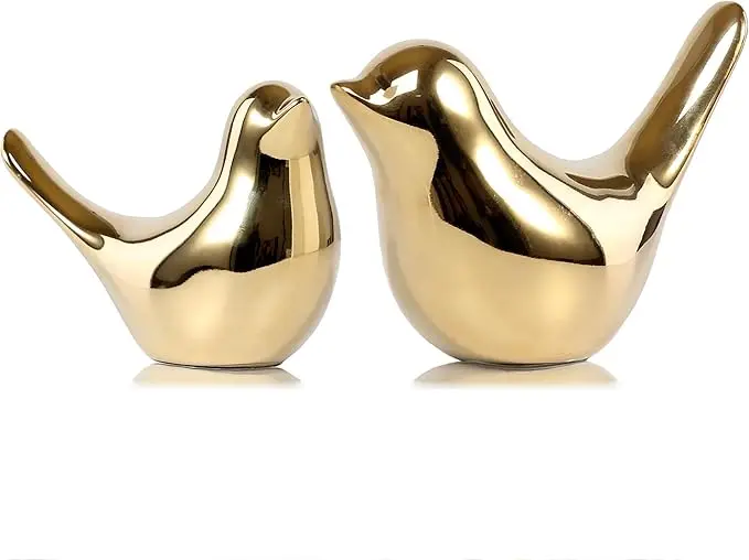 

Small Birds Statues Gold Home Decor Modern Style Figurine Decorative Ornaments for Living Room, Bedroom Office Desktop, Cabinets