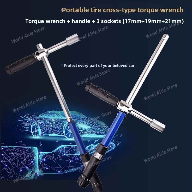 Adjustable Cross Torque Wrench Set, High-precision Torque and Torque Auto Repair Tire Disassembly and Maintenance Set Tools