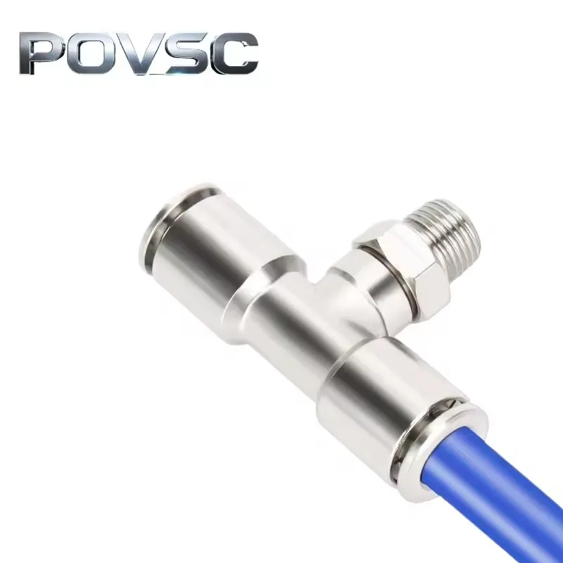 PC PCF PL PB-M8/01/02/03/04 Nickel Plated Brass Quick Insert Pneumatic Joint, Heat & Corrosion Resistant Fitting for Air Tubing