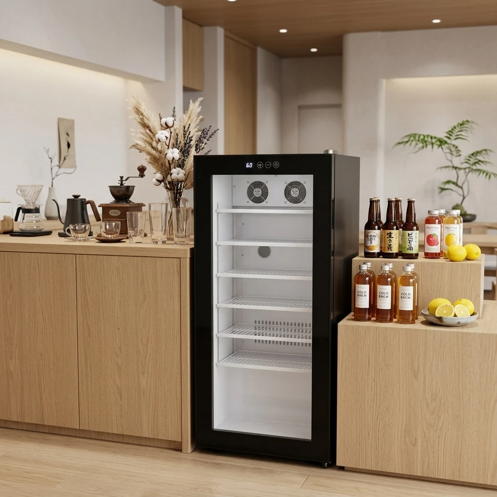 125L Mini Beer Fridge Glass Door Beverage Refrigerator Household Office Bar Drink Display Cooler