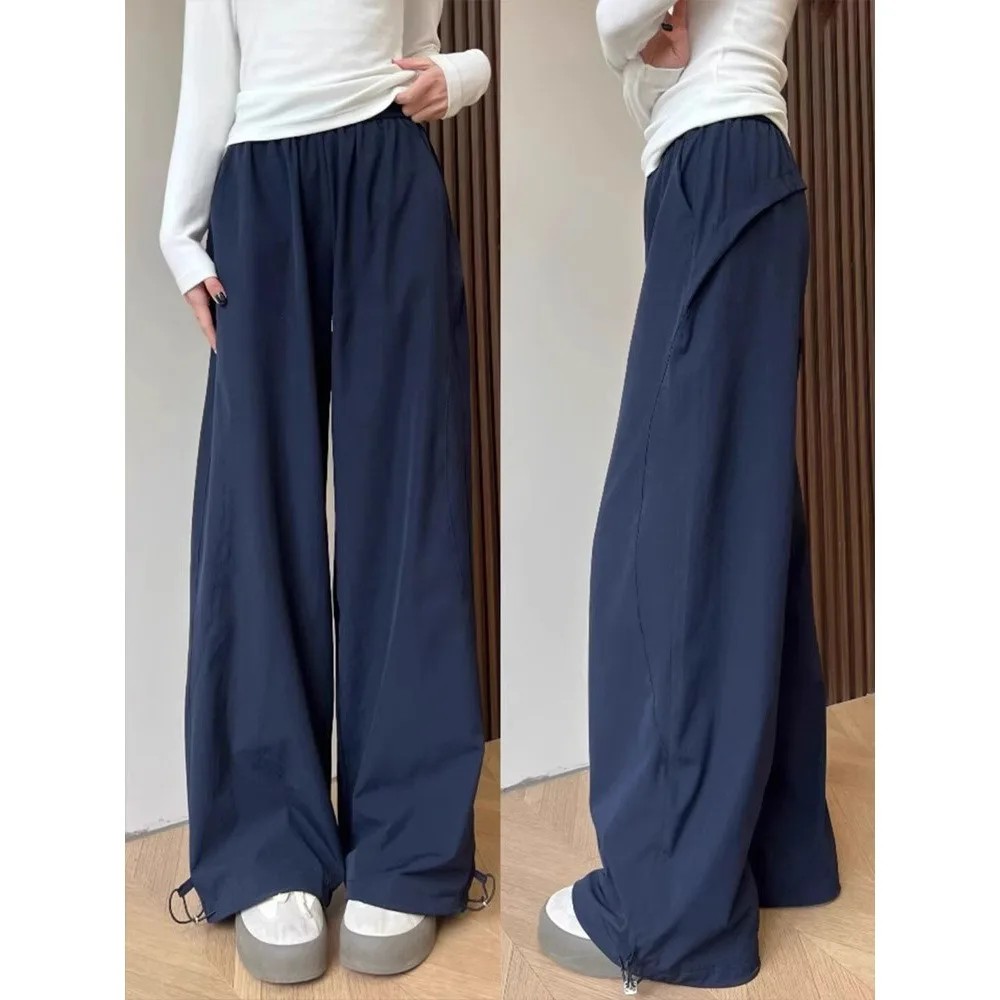 2025 Overalls Women's High-waisted Drape Floor-mopping Wide-leg Pants American Quick-drying Sweatpants Thin