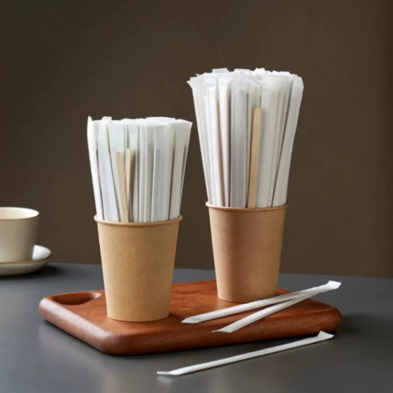 300pcs Individually Packaged Agitate Rod Disposable Eco Friendly Commercial Catering Stir Bar Food Grade Coffee Mixing Stick
