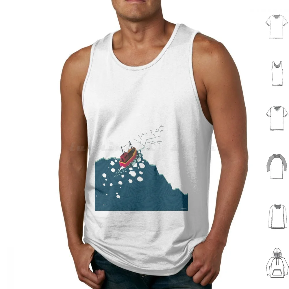 Icebreaker Camisetas sin mangas Chaleco Sin mangas Hielo Mar Nieve Barco Invierno Ártico Océano Ondas Dinomike