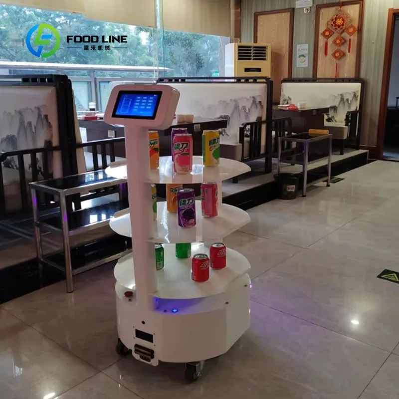 Customized Smooth-Delivery Automatic Obstacle Avoidance Round Service Robot & Touchscreen-equipped Food Delivery Robot