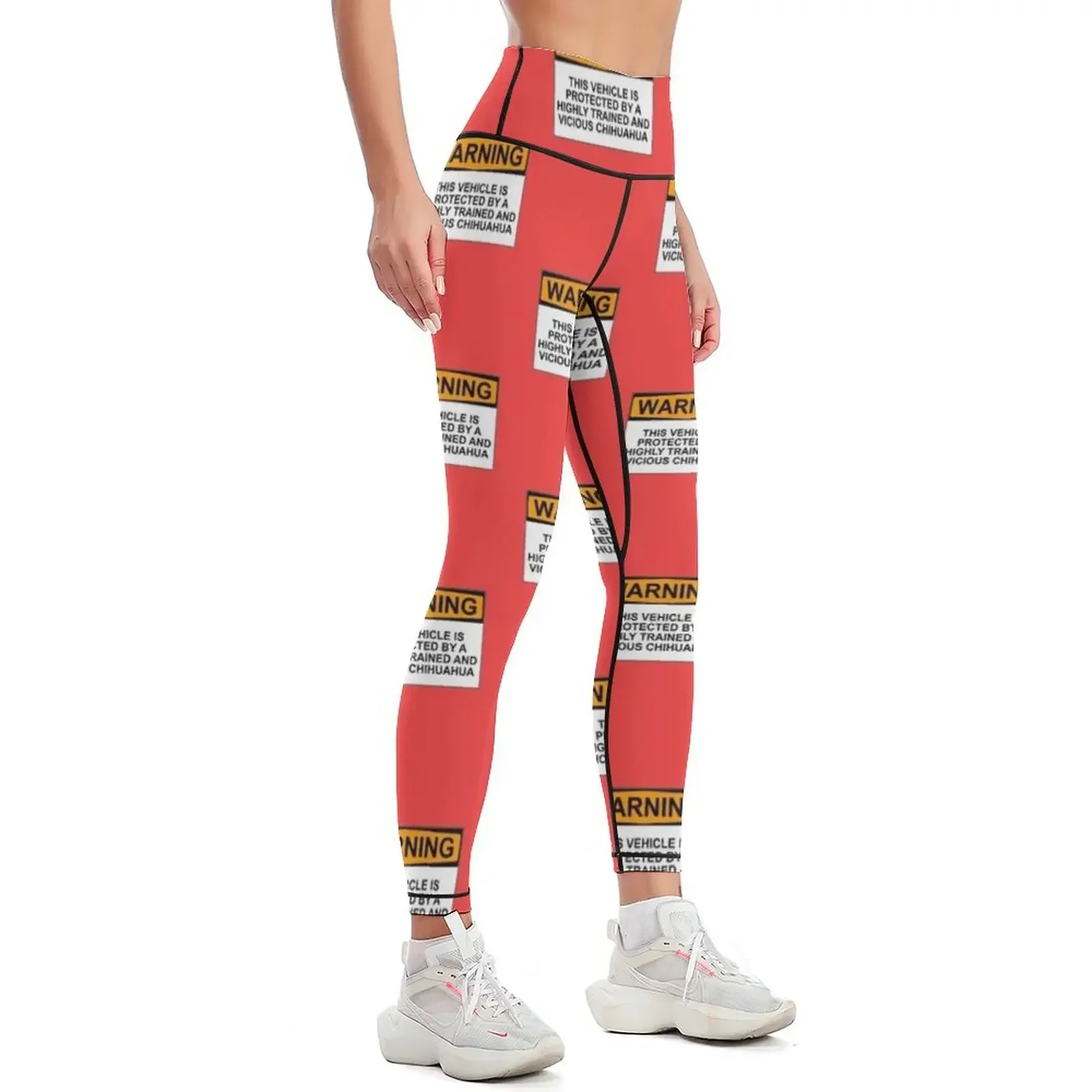 WARNING: THIS VEHICLE IS PROTECTED BY A HIGHLY TRAINED AND VICIOUS CHIHUAHUA Leggings Legging sport Women's gym Womens Leggings