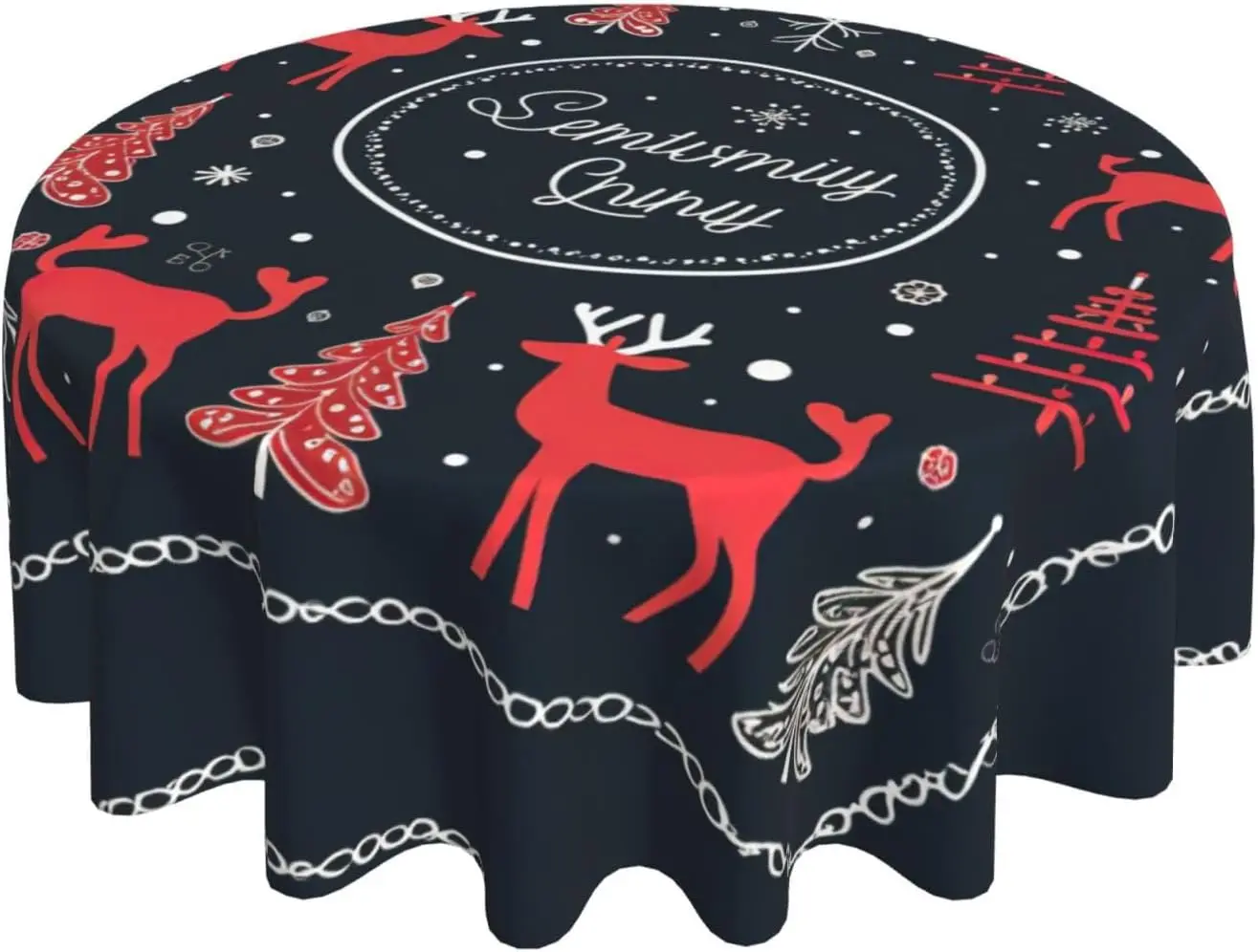 Merry Christmas Happy 60-Inch Round Tablecloth – Fabric for Indoor Outdoor Dining  The Perfect Addition for Round Tables