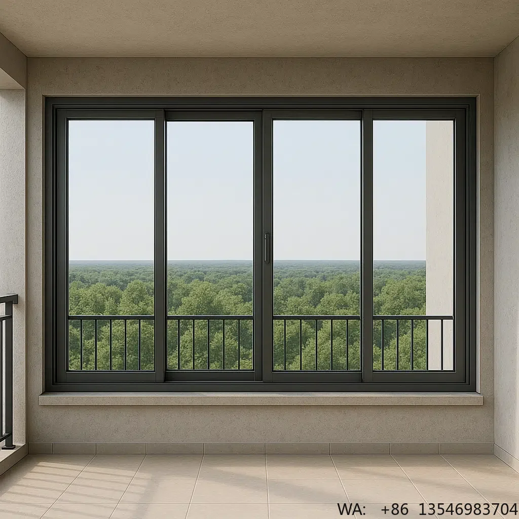 Aluminum Alloy Horizontal Sliding Glass Window with Weatherproof Frame