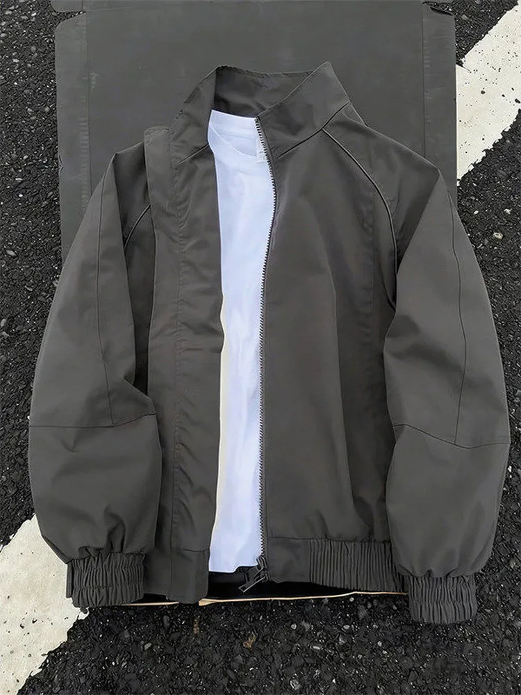 Deep Grey Deconstructed Workwear Jacket Men's Spring American Three-Proof down Jacket Stand Collar for Youth Casual Wear