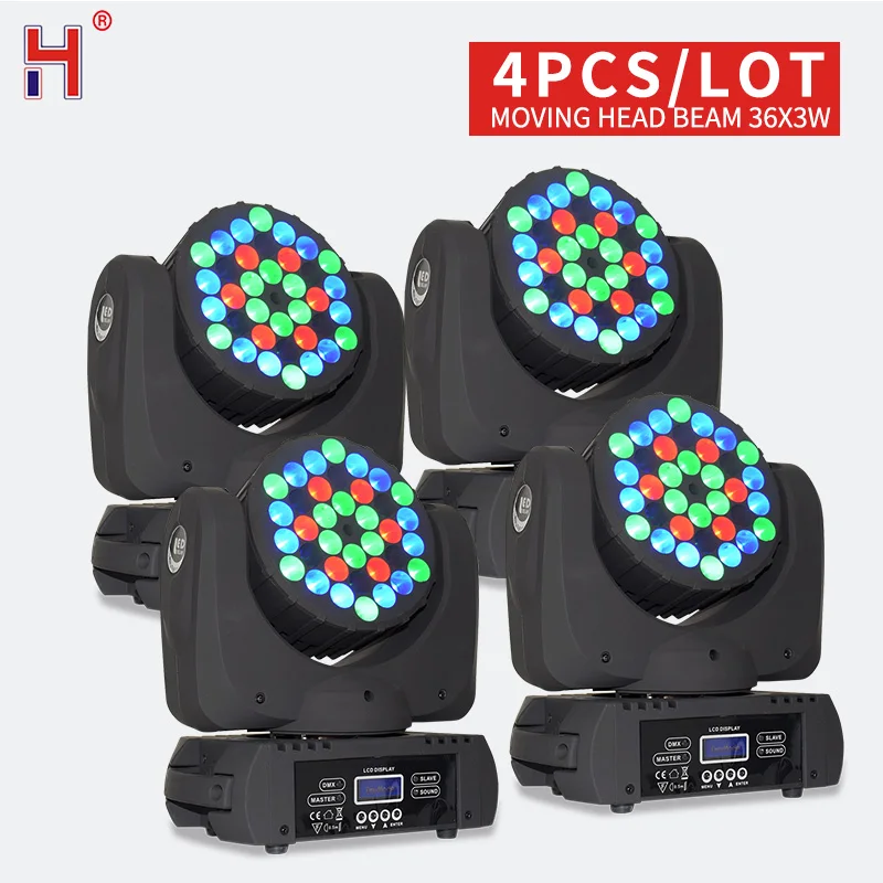 

HongYi LED 36X3W DMX Moving Head Light RGBW Beam DJ Effect Sound Activation Stage Lights For Disco DJ Music Party Dance Wedding