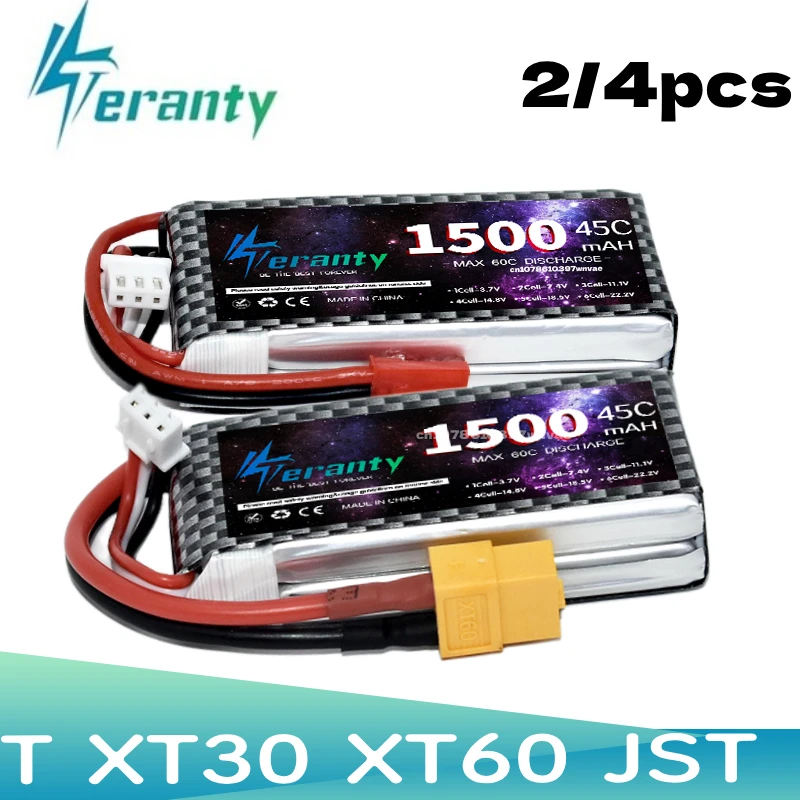 TERANTY 7.4V 2S 1500MAH 45C Lipo Battery Lightweight For 1/18 Off-Road Car Truck Mini FPV Drone Quadcopter