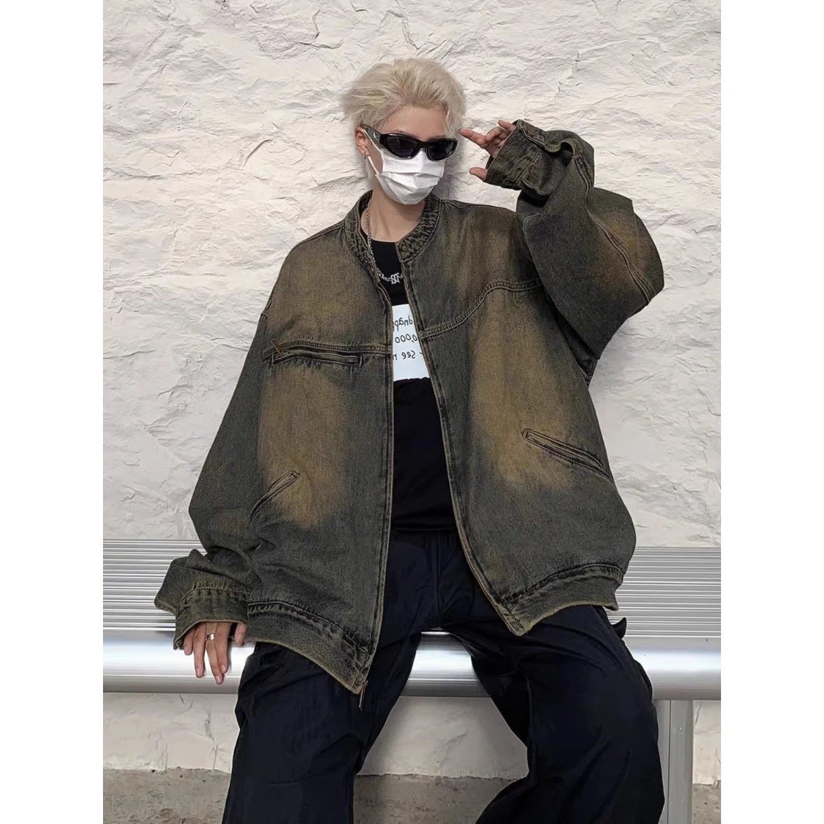 

Винтажная джинсовая тюнерная мужская тюнер в стиле ретро, весенне-осенняя куртка с воротником-стойкой, модная верхняя одежда для мальчиков, теплая хлопковая полиэстеровая одежда