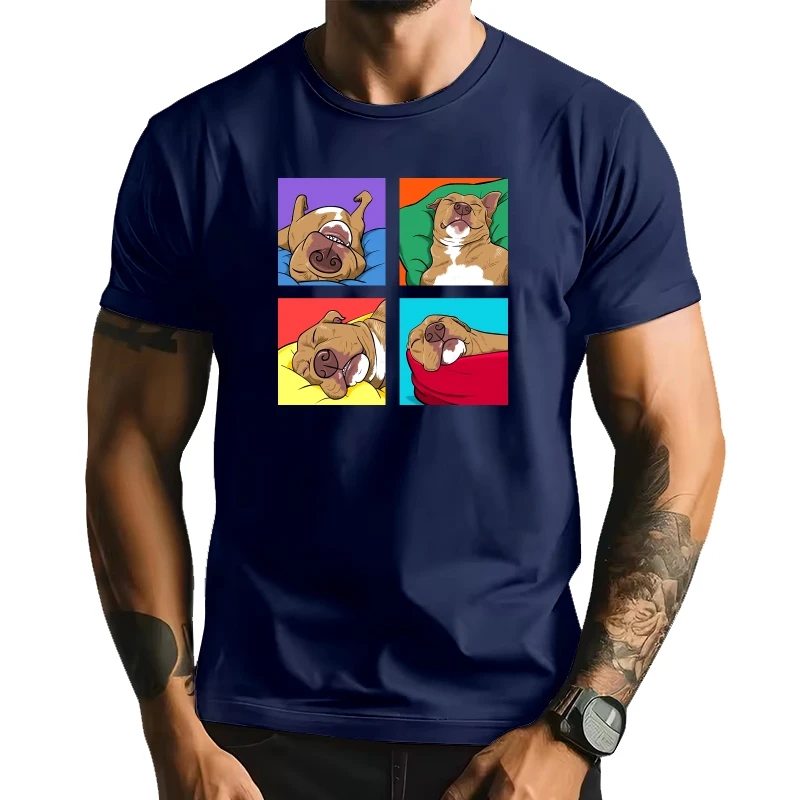 

Забавный питбуль, ленивый подарок для собаки, футболки с надписью «Любовь», хлопковая уличная одежда с короткими рукавами, футболка на день рождения, летняя стильная мужская одежда