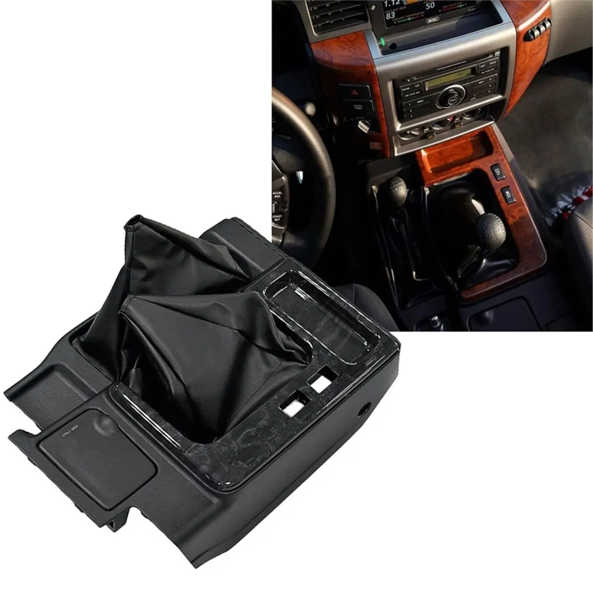 # Panneau de levier de vitesses 94R, nouvelle garniture de panneau de levier de vitesses manuel pour Nissan Patrol Y61 (noir)