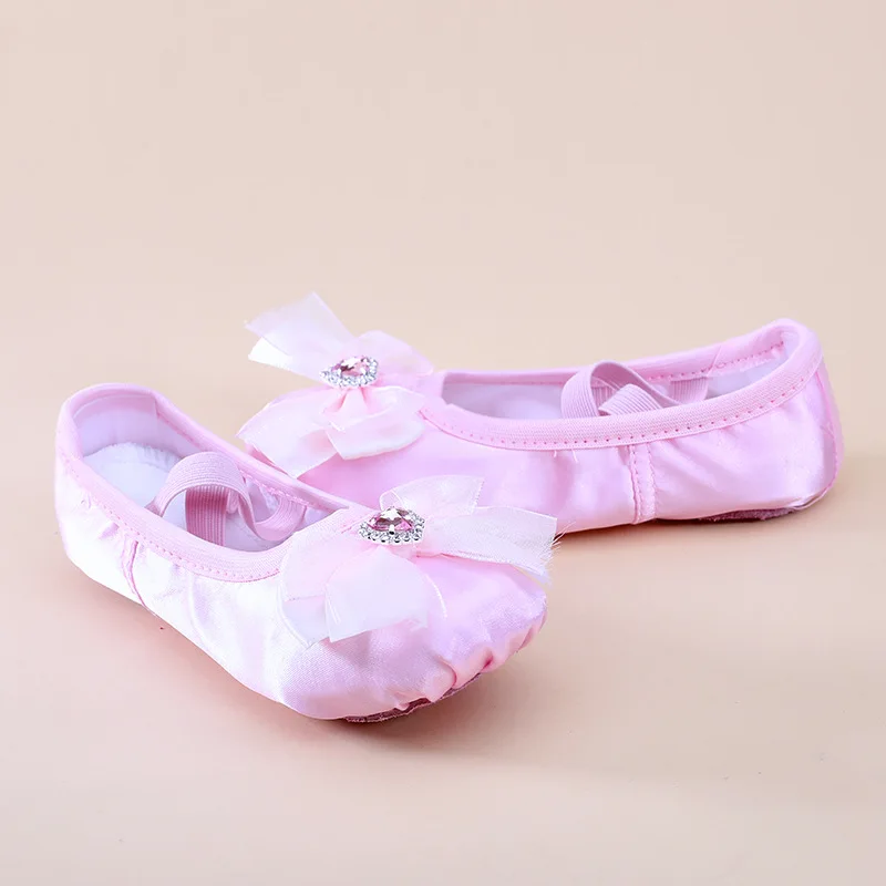 bow purple ballerina shoes stage shoes ballet accessories Line dance shoes casual shoes rhythmic gymnastics toes girl dancewear