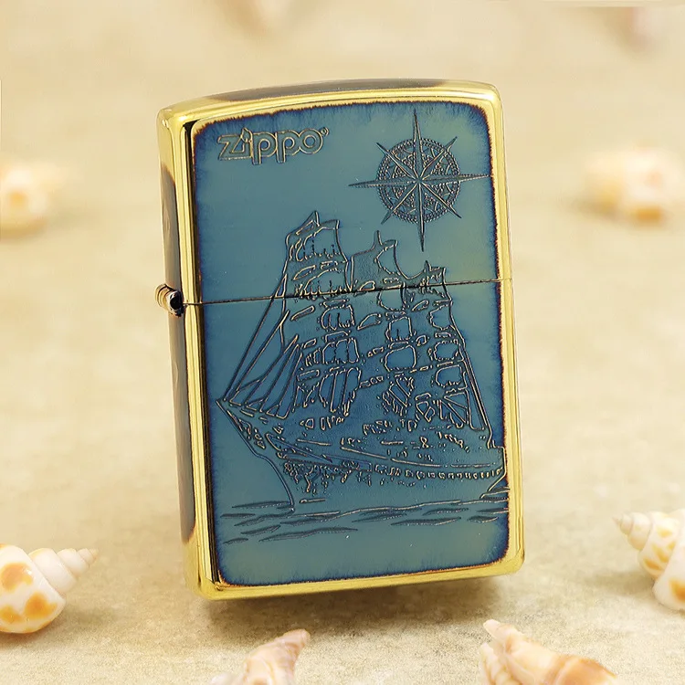 

Genuine Zippo oil lighter windproof Smoky color Nautical map cigarette Kerosene lighters Gift with anti-counterfeiting code