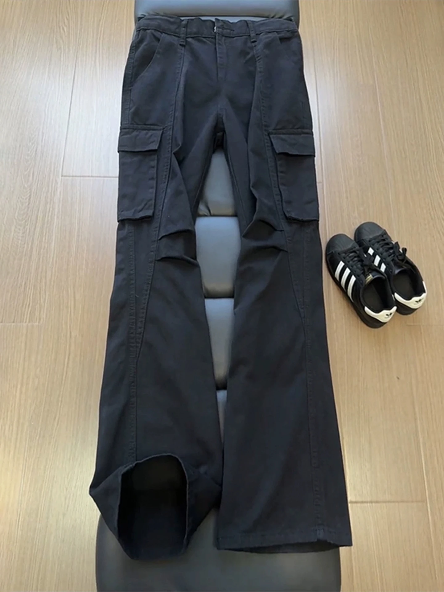 

Джинсы Bla Workwear прямого кроя мужские зимние в американском стиле High Street, с легким расклешением, зауженные к низу, с эффектом чистого кроя