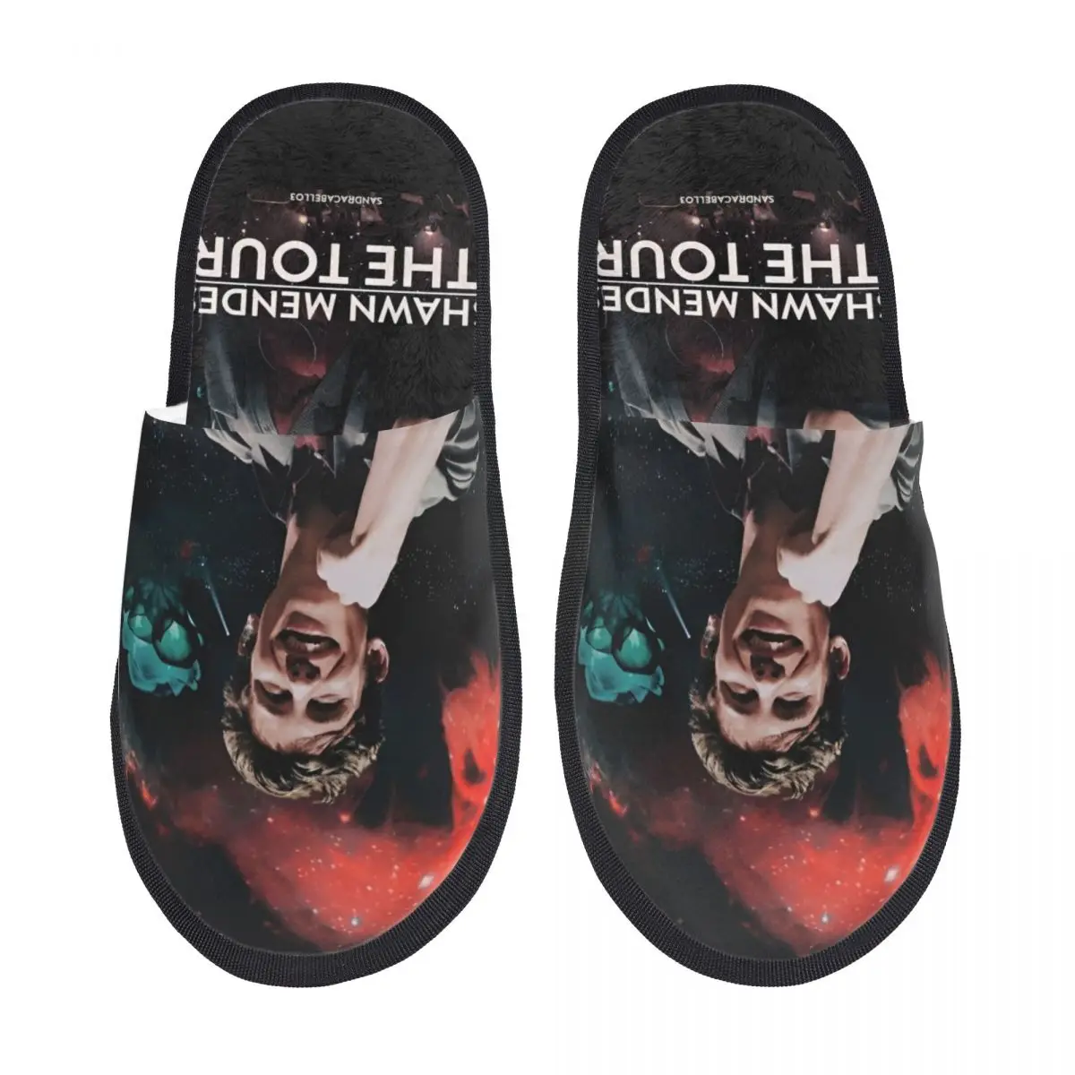 Shawn Mendes Singer The Tour Winter Cotton Home Slippers Bedroom Pop Rock Music Soft Household Fur Slides Slippers Non-skid