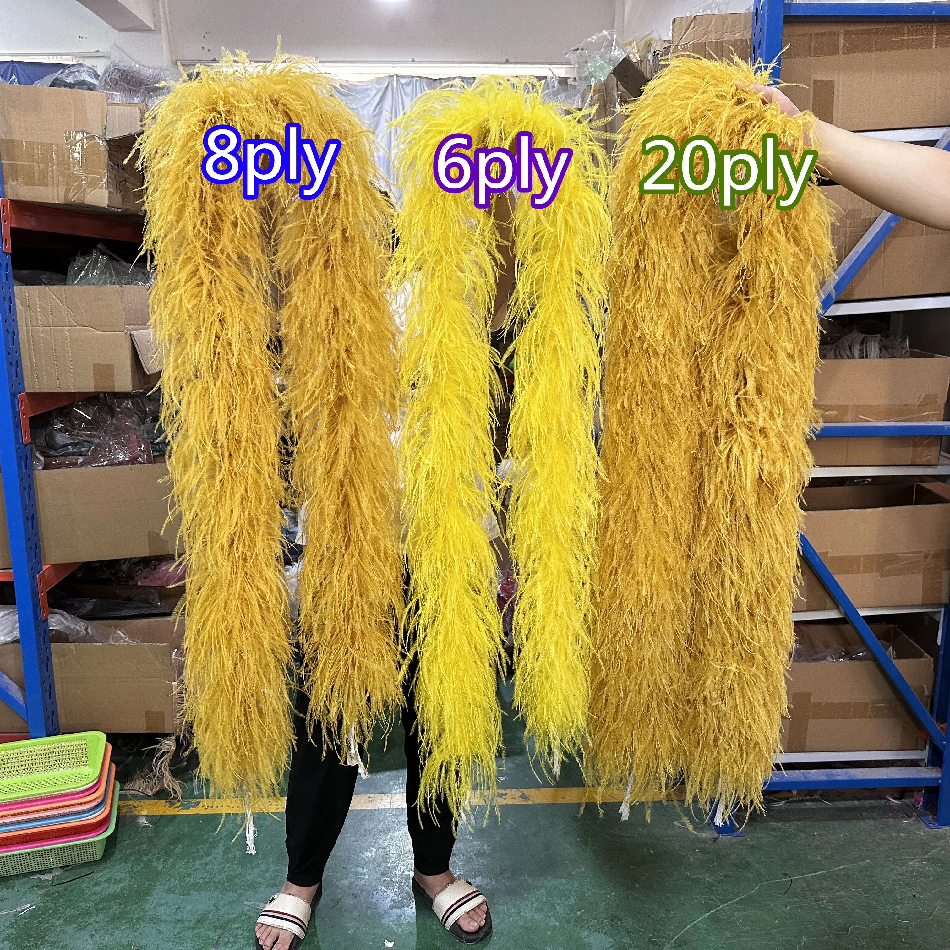 2Meter Natural Ostrich Feather Boa Scarf 6-20ply Fluffy Plumes Wrap for Wedding Carnival Party Costume Sewing Accessories