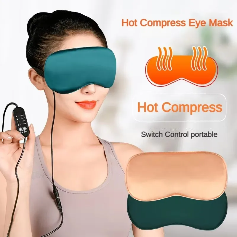 Silk Sleep USB Mask Heated Eye Heating Mask Hot Steam Compress Eyes Cover Sleeping Silk Electrical Temperature Control Blindfold