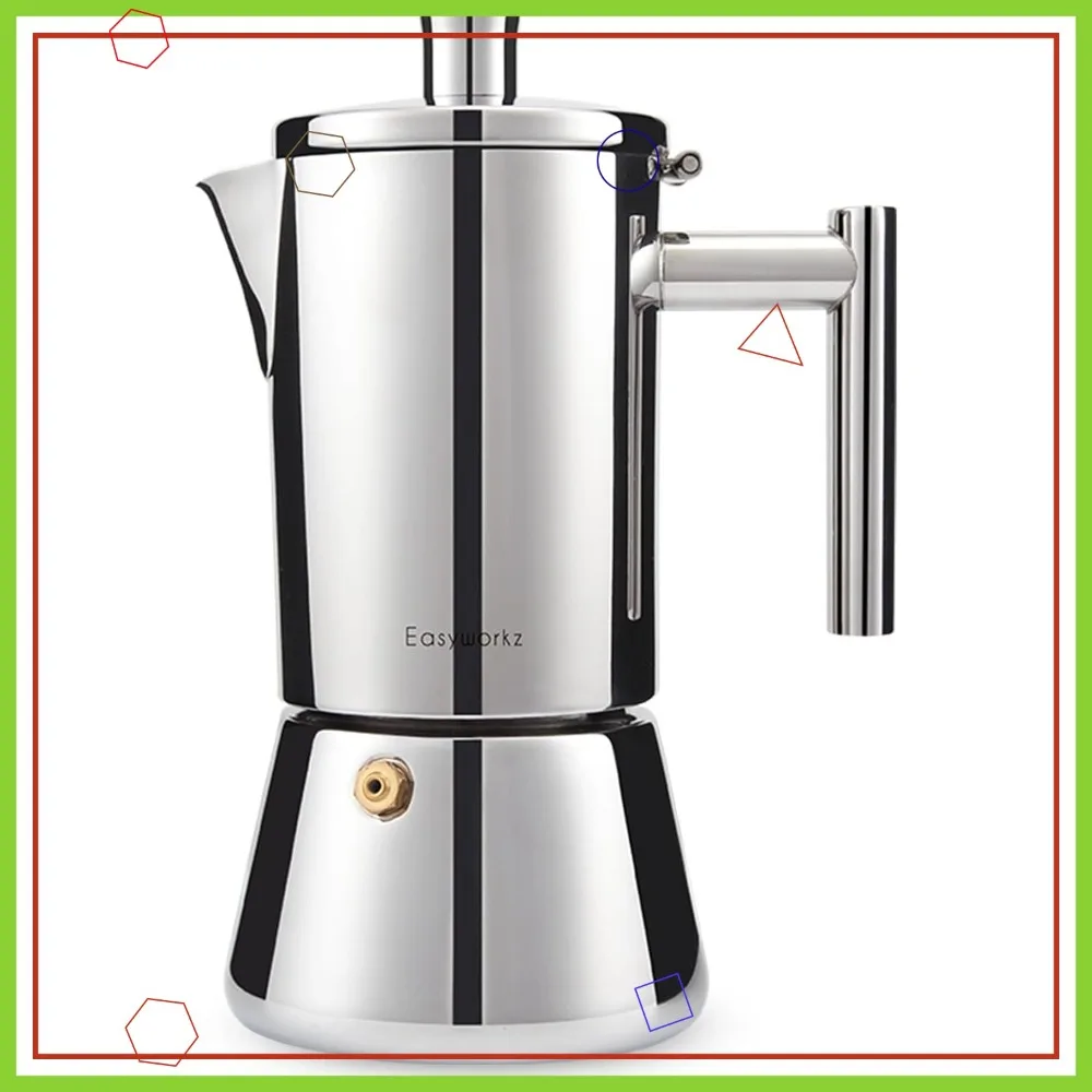 

Stainless Steel Moka Pot 6-Cup Espresso Maker Induction Compatible Italian Coffee Machine