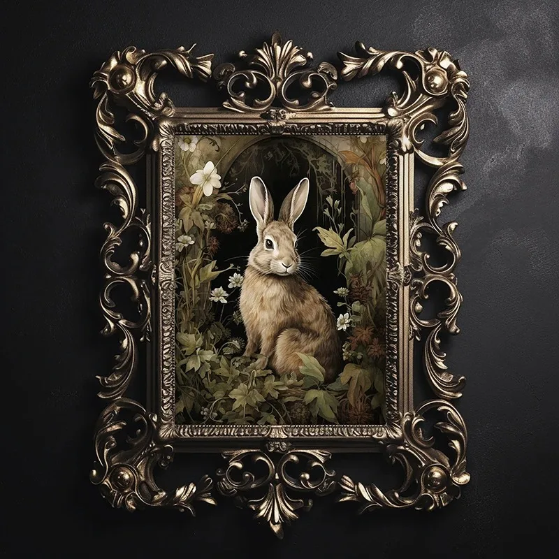 Vintage Animal Rabbit Deer Crow Fox Wall Arts Posters Canvas Painting for Room Office School Decoration Stuff Home Decor