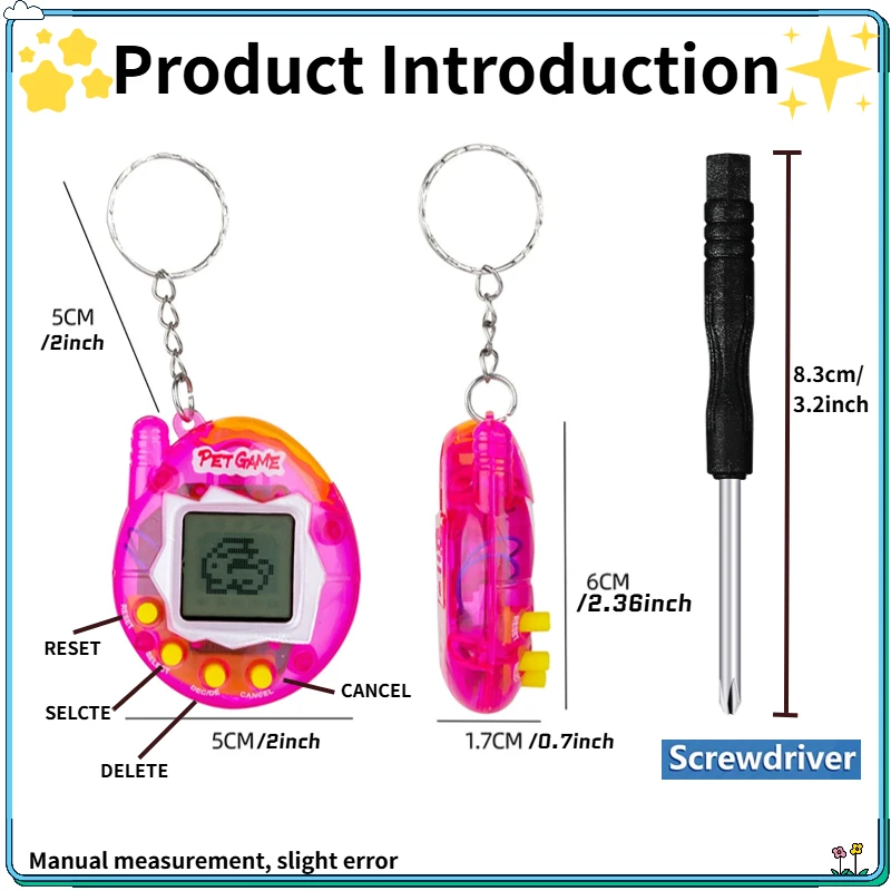 6-48 قطعة المفاتيح الحيوانات الأليفة الافتراضية ألعاب الحيوانات الأليفة الرقمية الإلكترونية المحمولة لعبة لعبة فيديو حفلة عيد ميلاد الحنين 90s لعبة للأطفال #6
