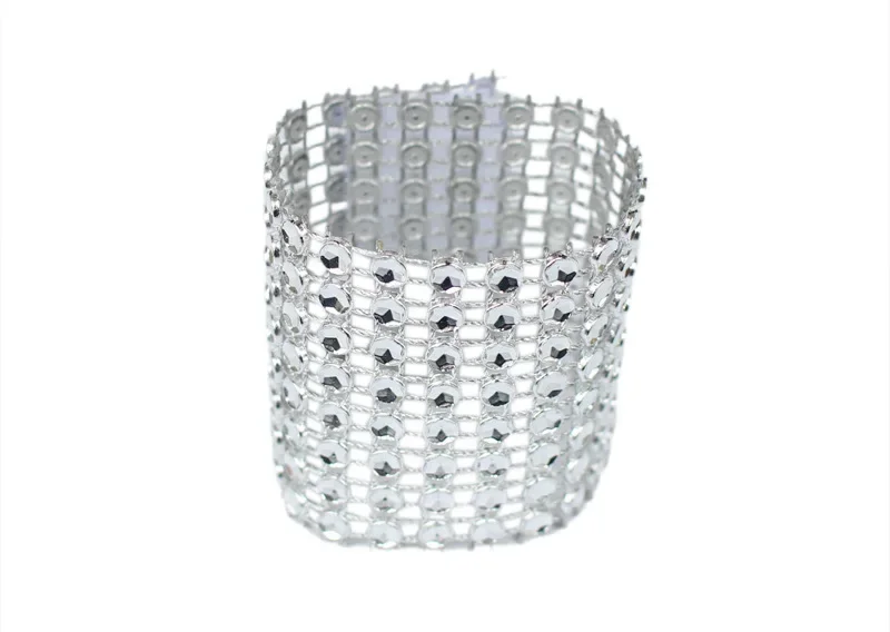 50pcs Bling Diamond Rhinestone Mesh Wrap Napkin Ring Chair Band Wedding Decor