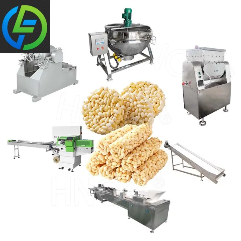 Puffed Rice Cake Production Line Automatic Rice Crispy Making Forming And Packaging Machine Customized