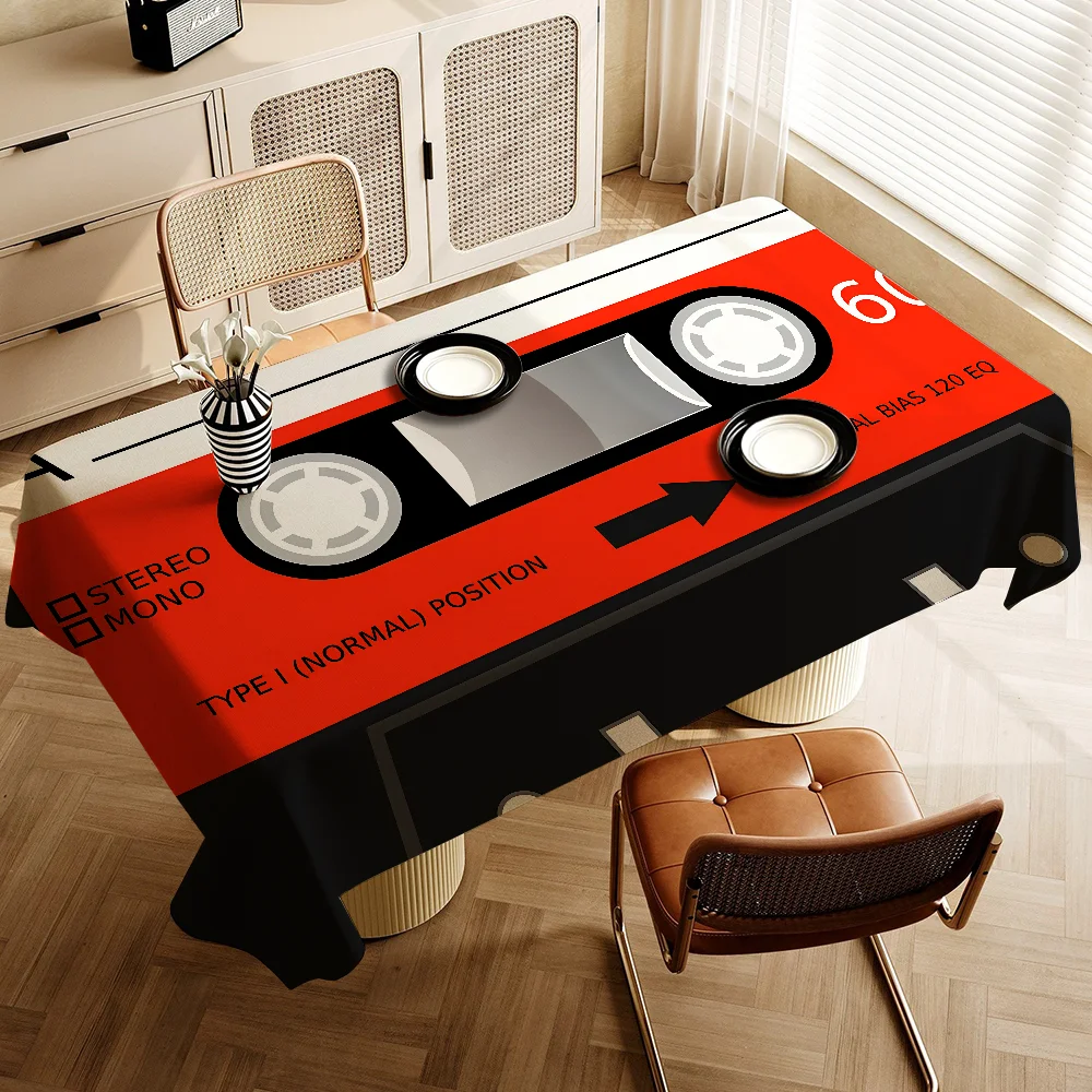

Retro Cassette M0Music T-Tape Polyester Waterproof Tablecloth Bedside Table Dustproof Decorative Cloth Living Room Coffee