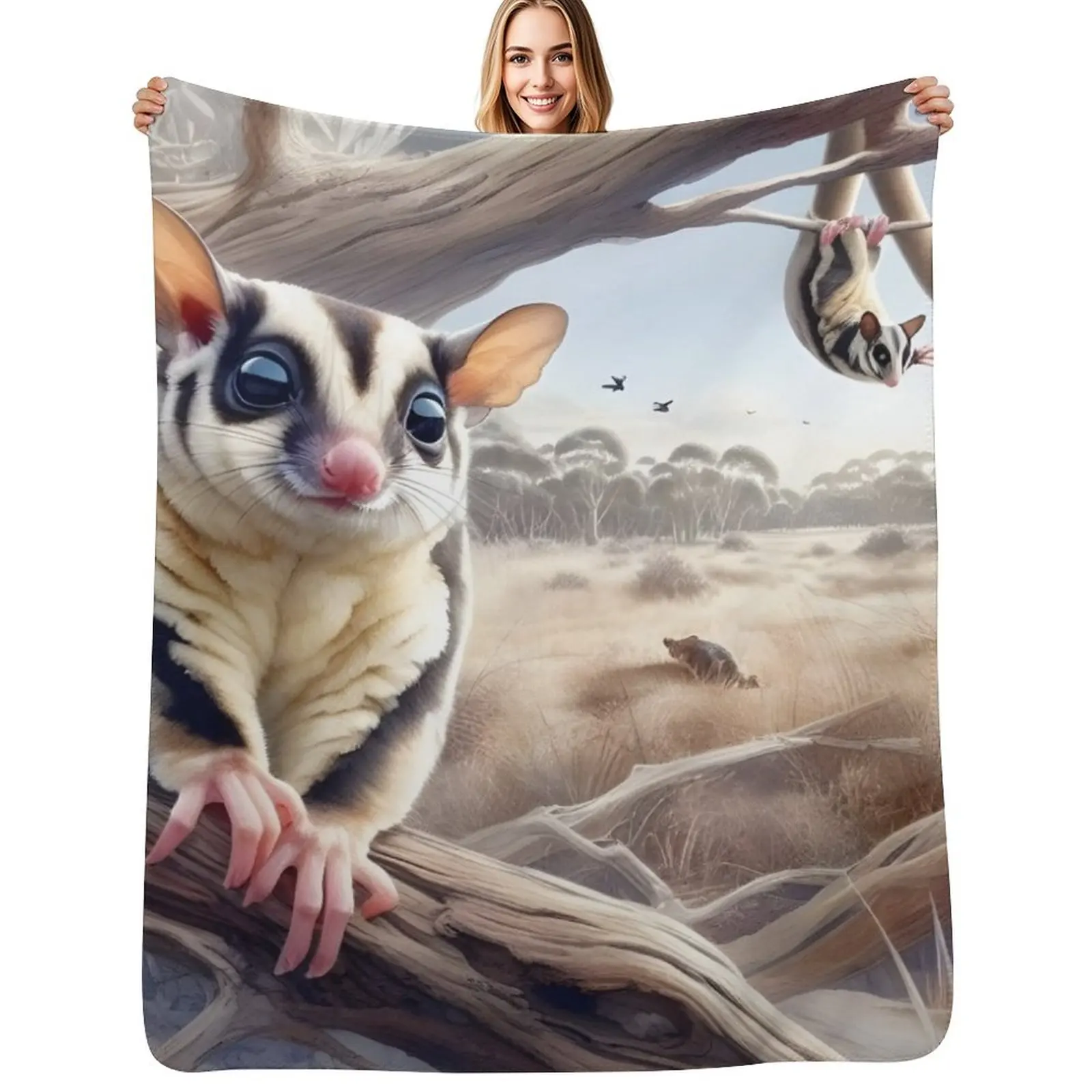 

Sugar glider wildlife Australia Throw Blanket Fluffy Cozy Throw Blanket for Home Decor