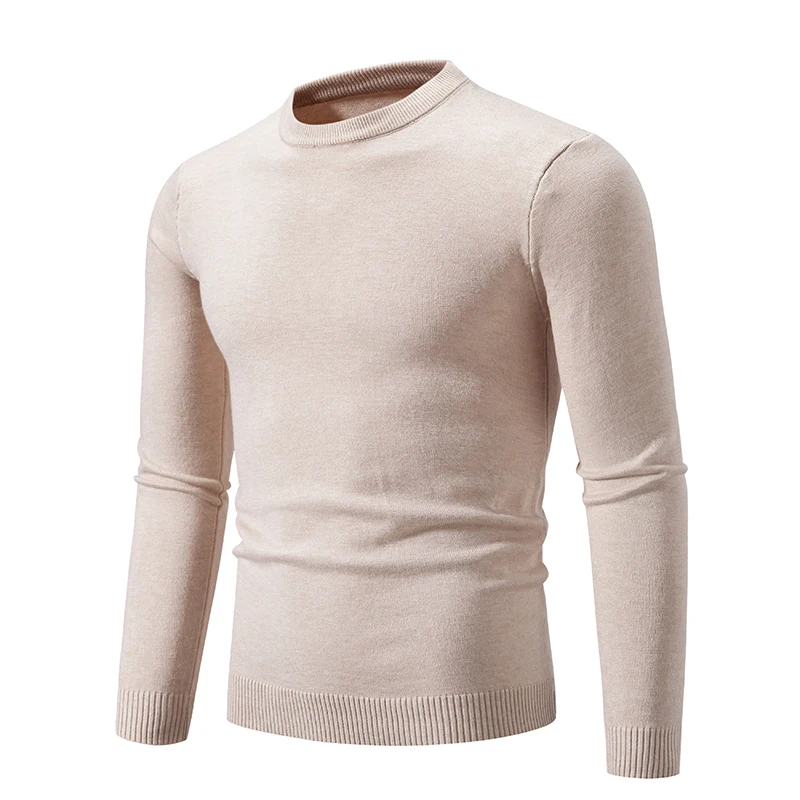 2023 New Men’s Slim Fit Sweater O Neck Pullovers Solid Color Long Sleeve Knitted Sweater Men Autumn Winter Knitting Pullover Man