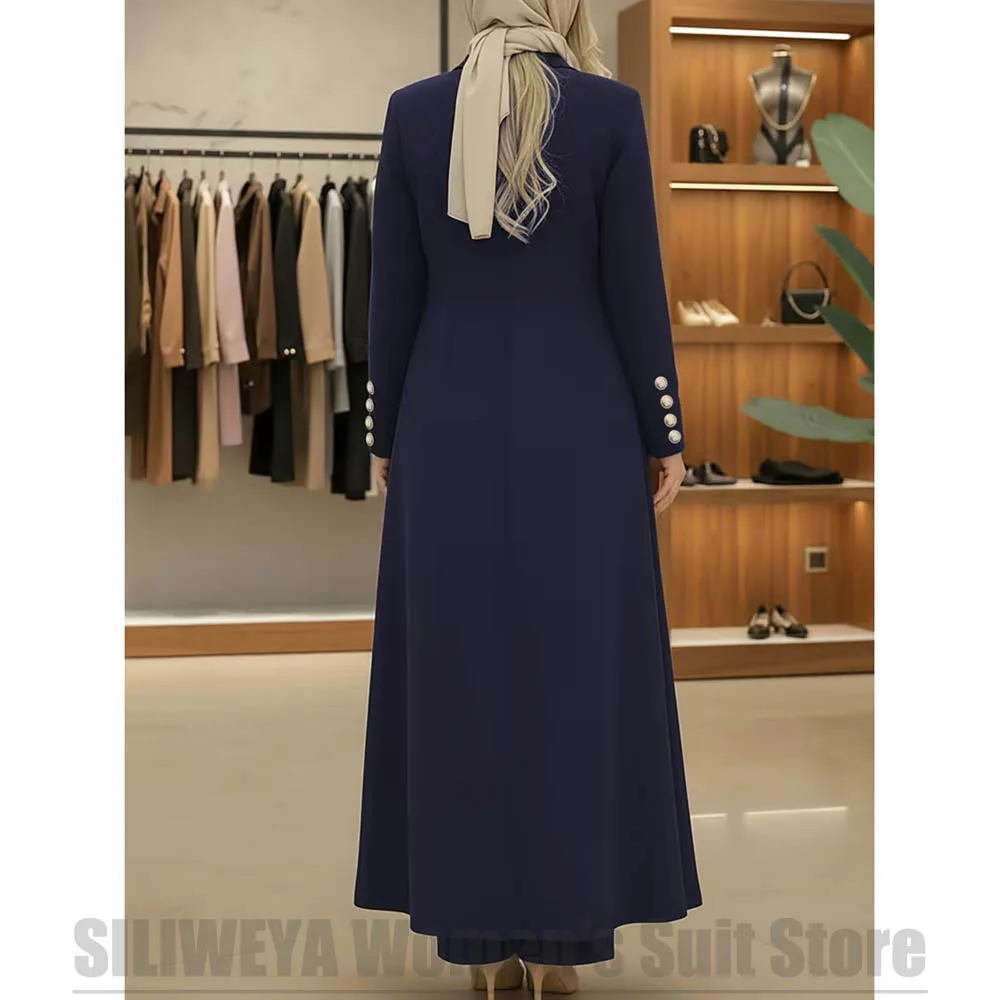 Women's Suit 2 Piece Long Double Breasted Coat and Pants Elegant Formal Wear Office Casual Party Outfit Fashion Ladies Suits