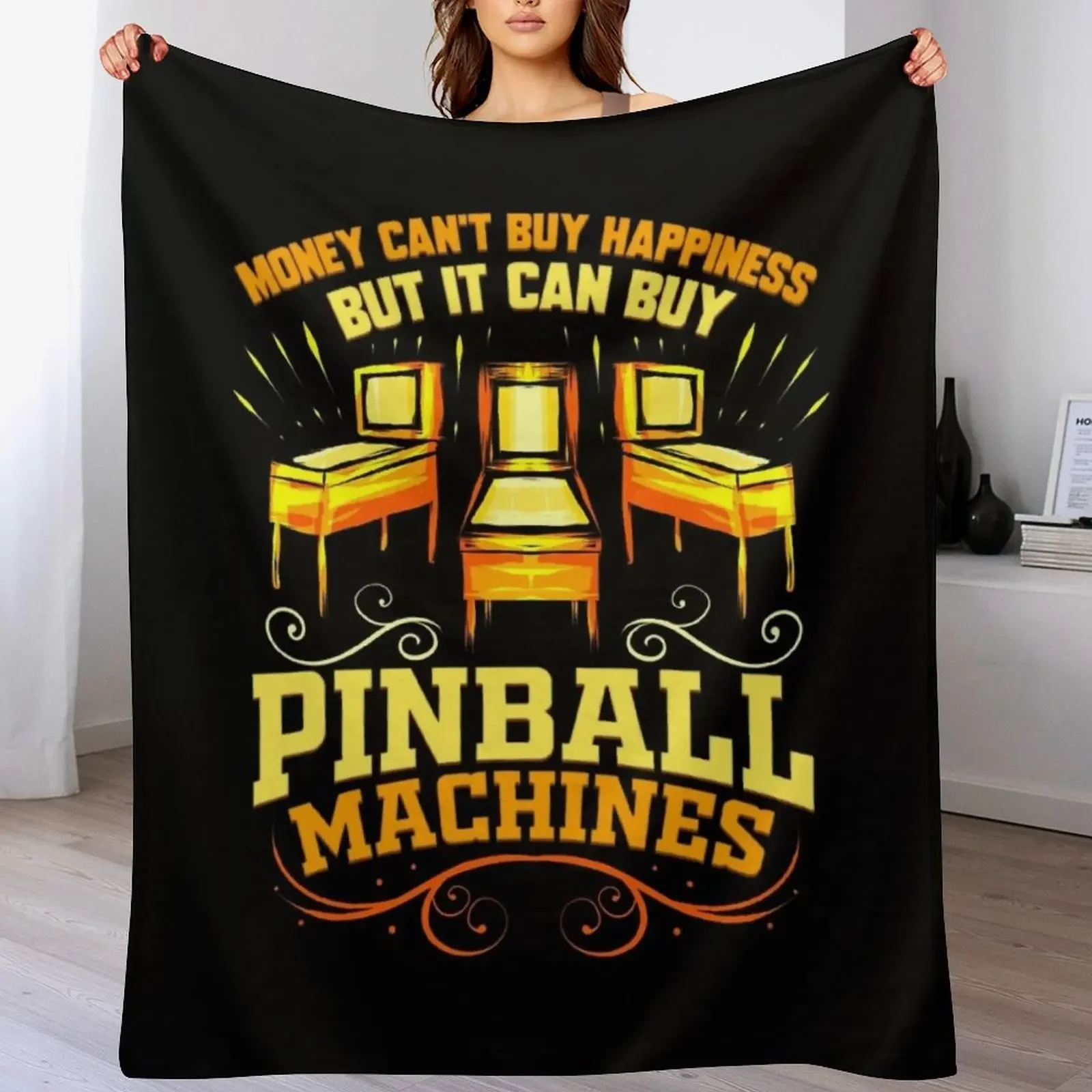 

Pinball Machine Buy Happiness Funny Retro Arcade Throw Blanket Warm Cozy Throw Blanket for Living Room Couch