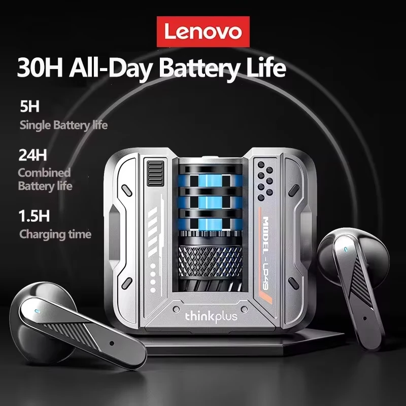 Lenovo-Écouteurs Bluetooth VAllemands LP49 AI TWS, écouteurs AI, traduction instantanée, assistant vocal intelligent, IPtage, écouteurs sport