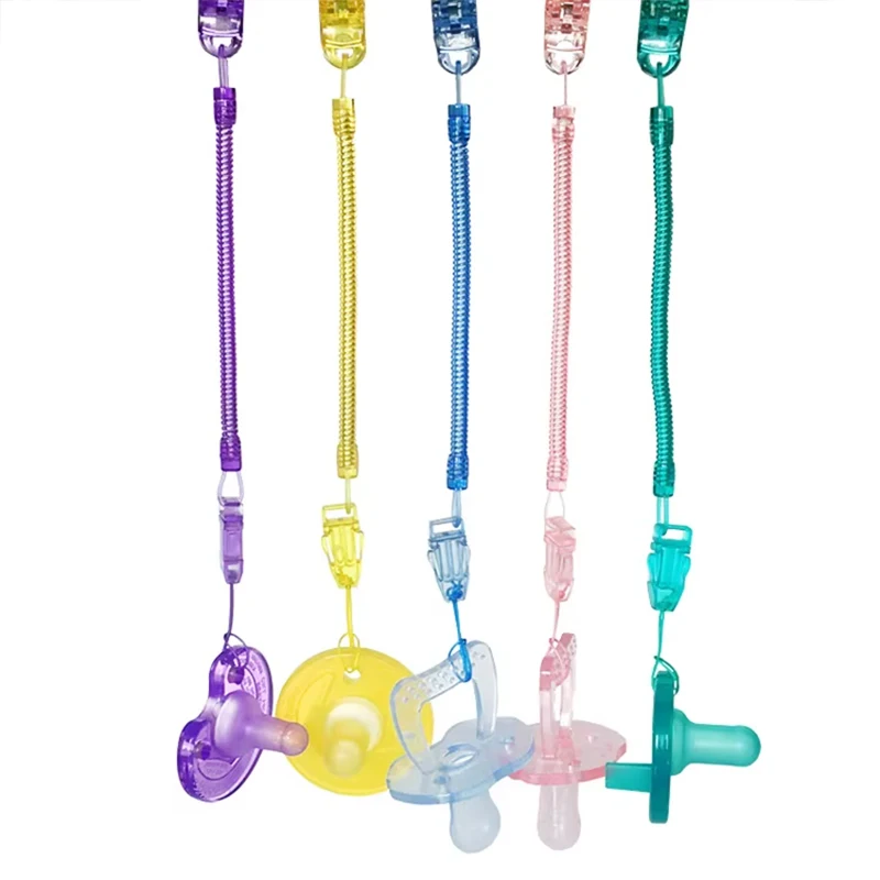 Spring Pacifier Chain For Universal Pacifier To Prevent Falling Anti Drop With Plastic Clip For Clothes Soother Chains